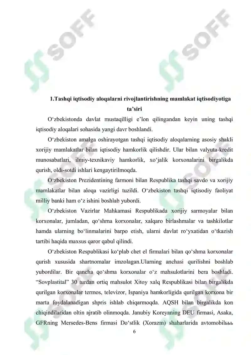 O'zbekiston tashqi savdo munosabatlari geografiyasi 6