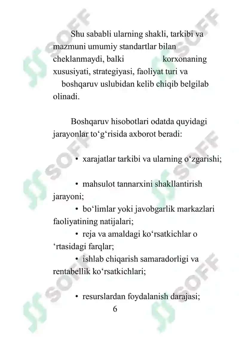 Boshqaruv hisobi bo‘yicha hisobot shakllari 6