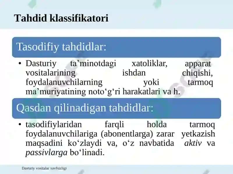 Dasturiy vositalar xavfsizligi 6