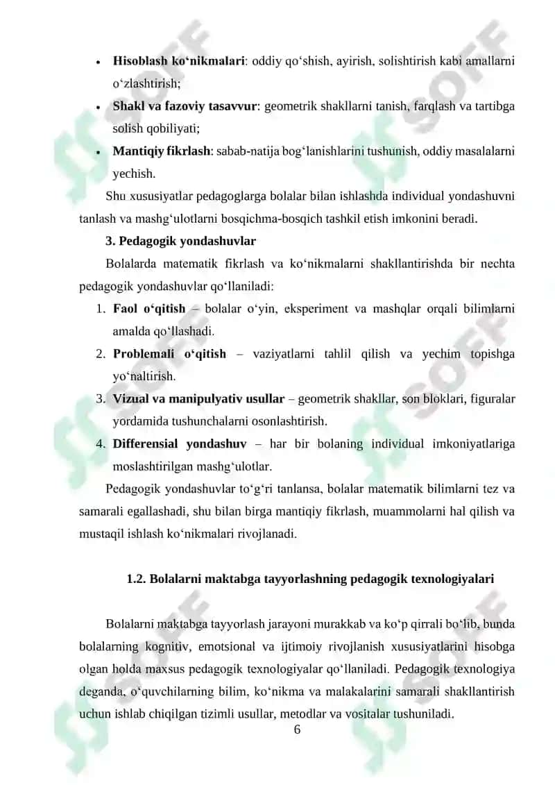 Bolalarda Elementar Matematik Tasavvurni Shakllantirish 6