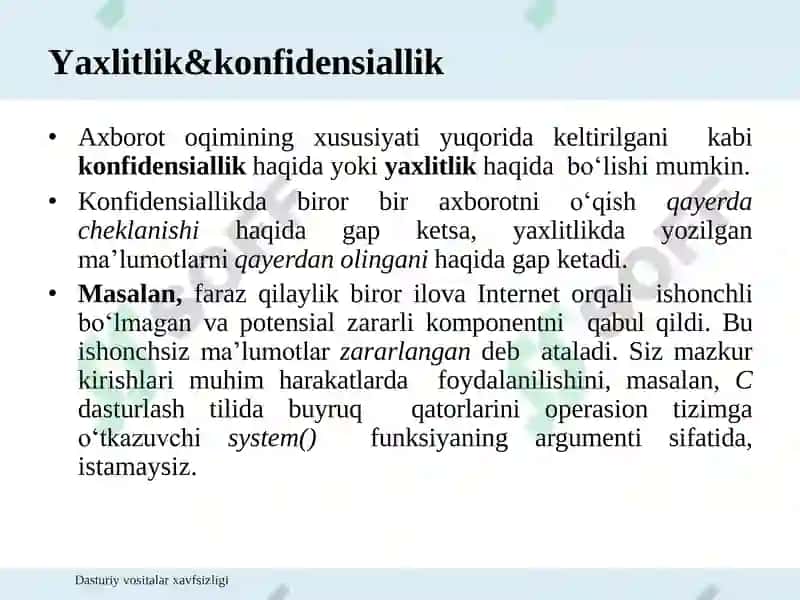 Axborotni sirqib chiqishi (Information Flow) 6