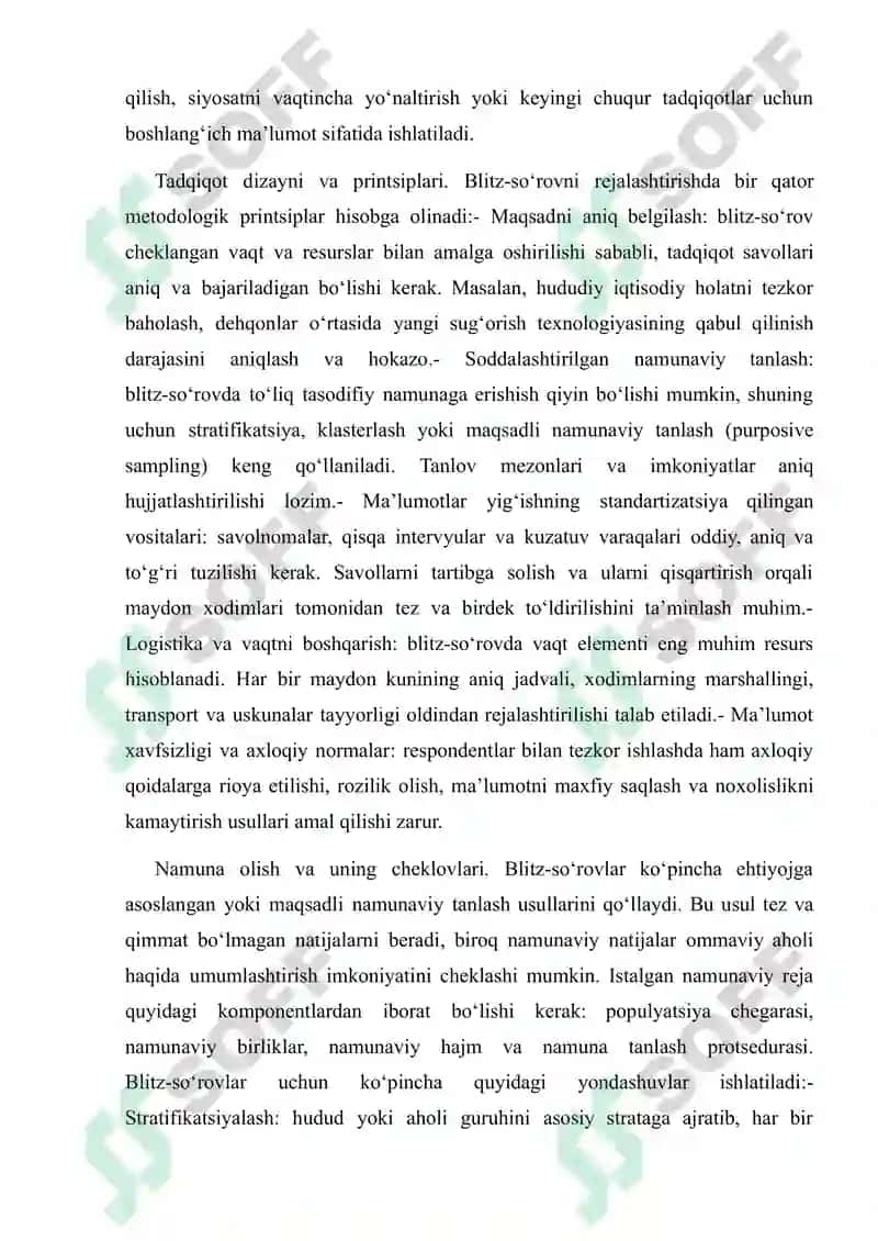 Blitz-sorov metodi va Mirzacho’l iqitsodiy rayoni 6