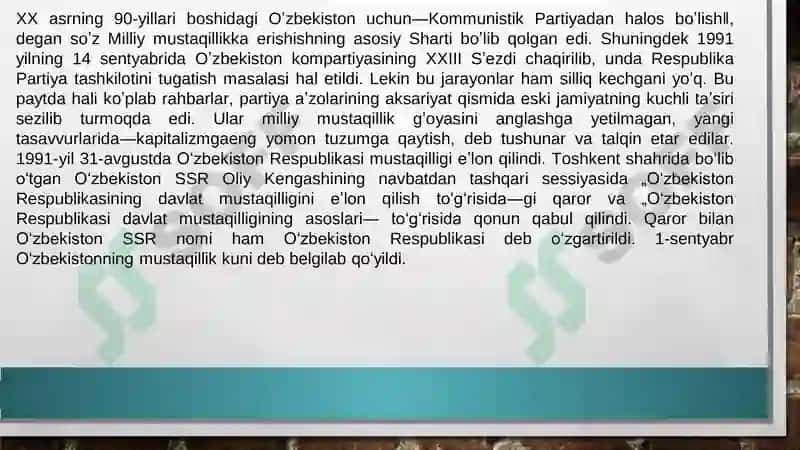 O‘zbekistonning eng yangi tarixi fanidan taqdimoti 6