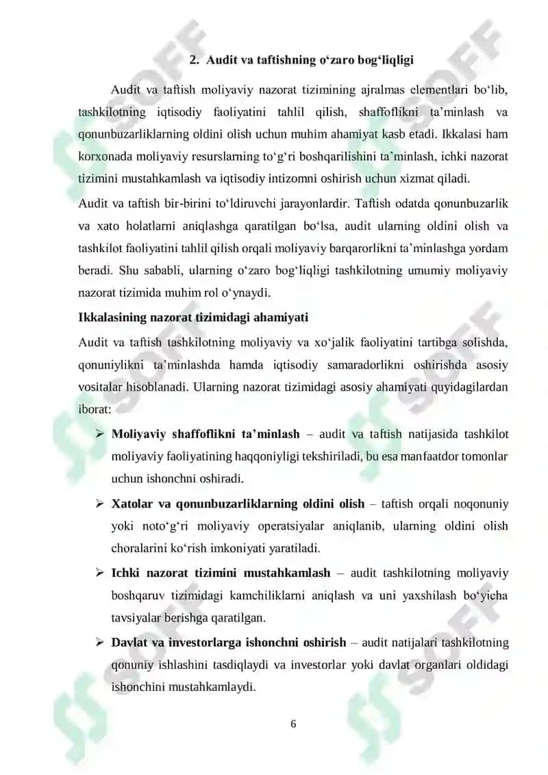 Audit va taftish oʻzaro bogʻliqligi va farqlari 6