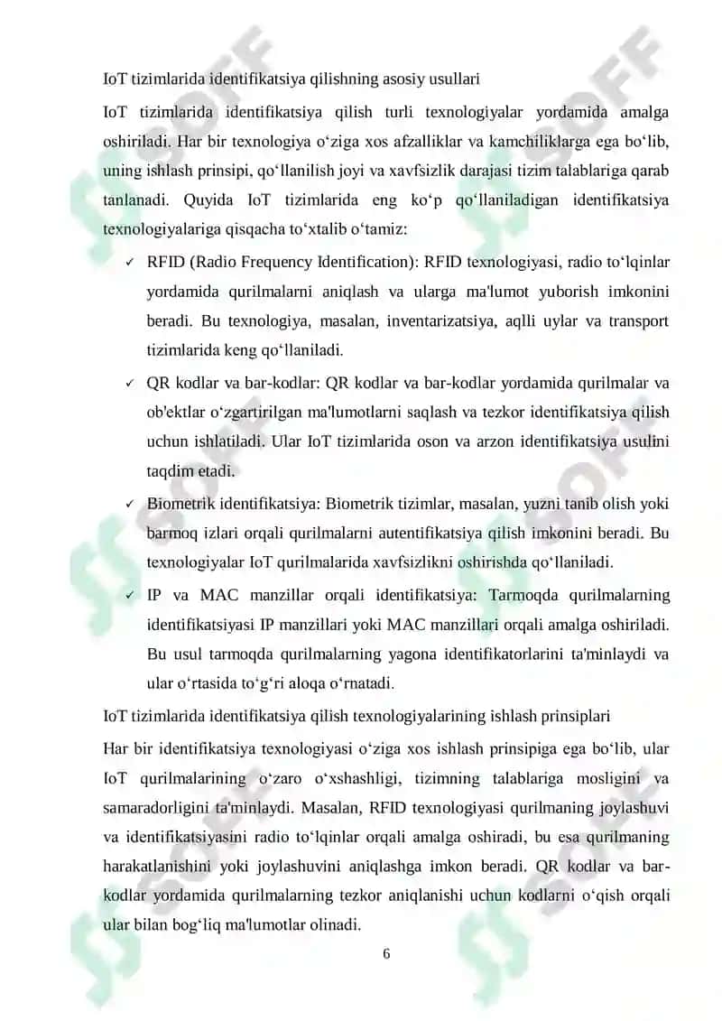 IoT qurilmalari va tarmoqlarida identifikatsiya qilish texnologiyalari 6