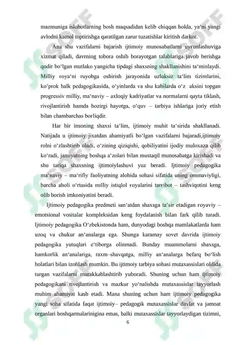 Ijtimoiy pedagogika faninig joriy etilishi 6