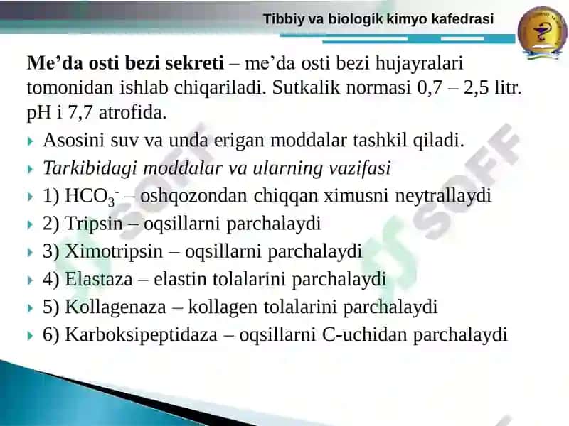 So’lak, OIT, MOB va jigarning sekretor mаhsulоtlаri va ulardagi metabolitik va bоshqаruv jarayonlari 6