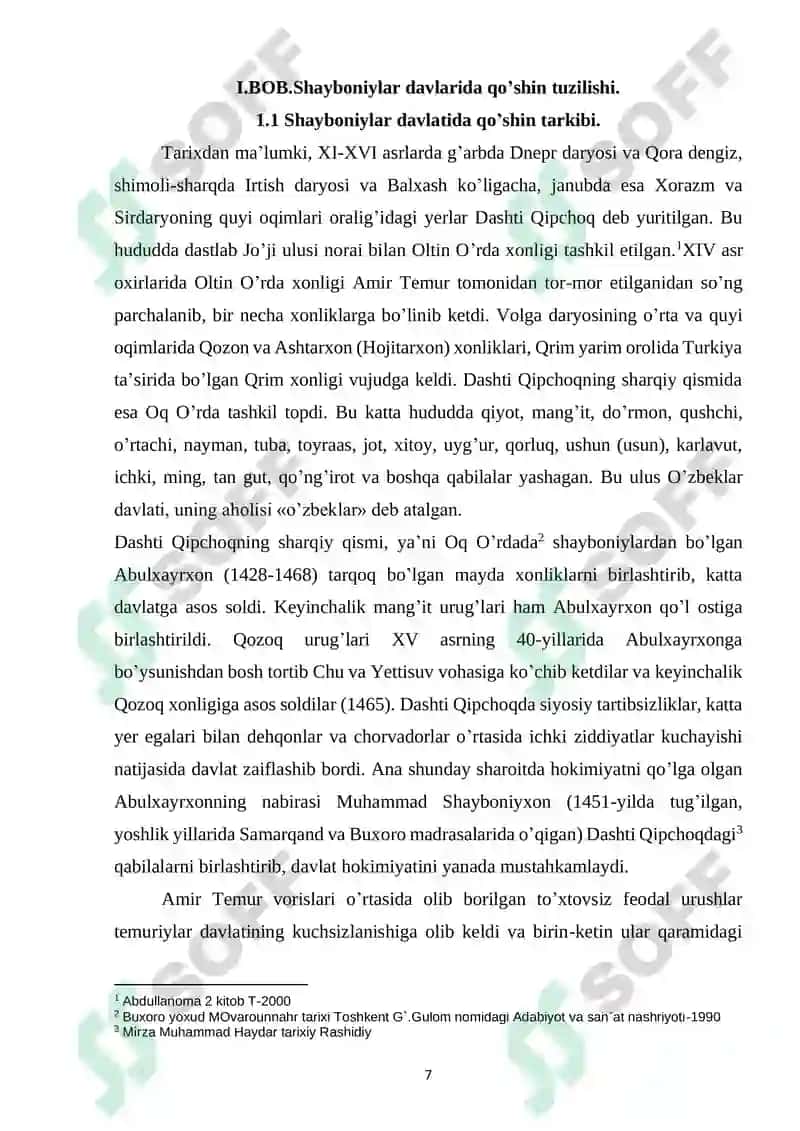 Shayboniylar davlatida qo’shin tuzilishi 6