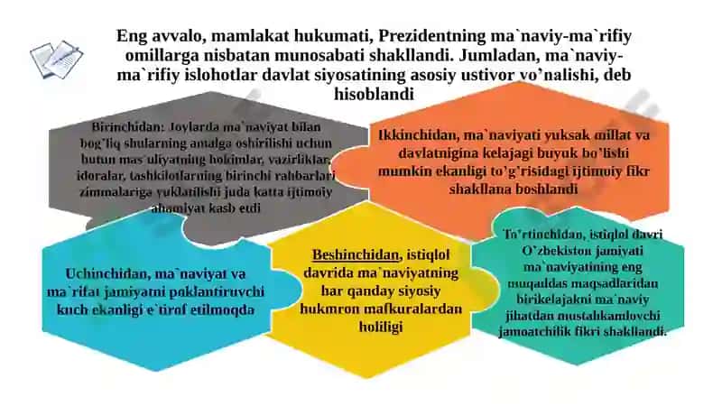 Mustaqillik yillarida O‘zbekistondagi ma’naviy va madaniy taraqqiyot 6