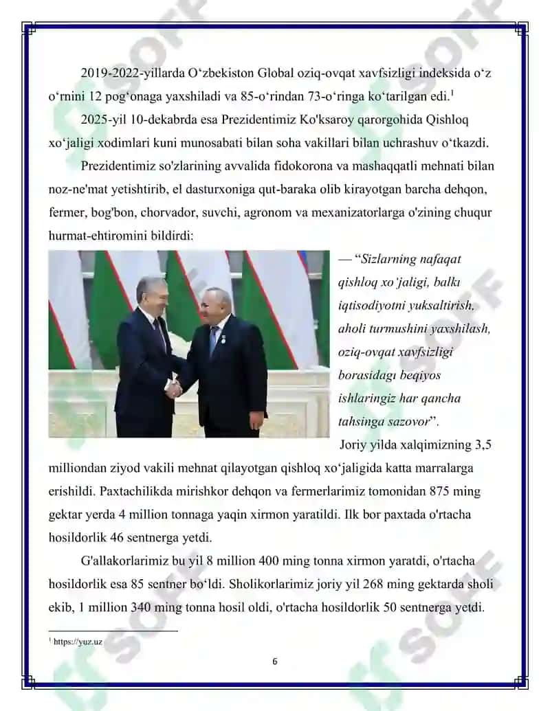 QISHLOQ XO'JALIGI VA SANOAT SOHASIDAGI O'ZGARISHLAR 6