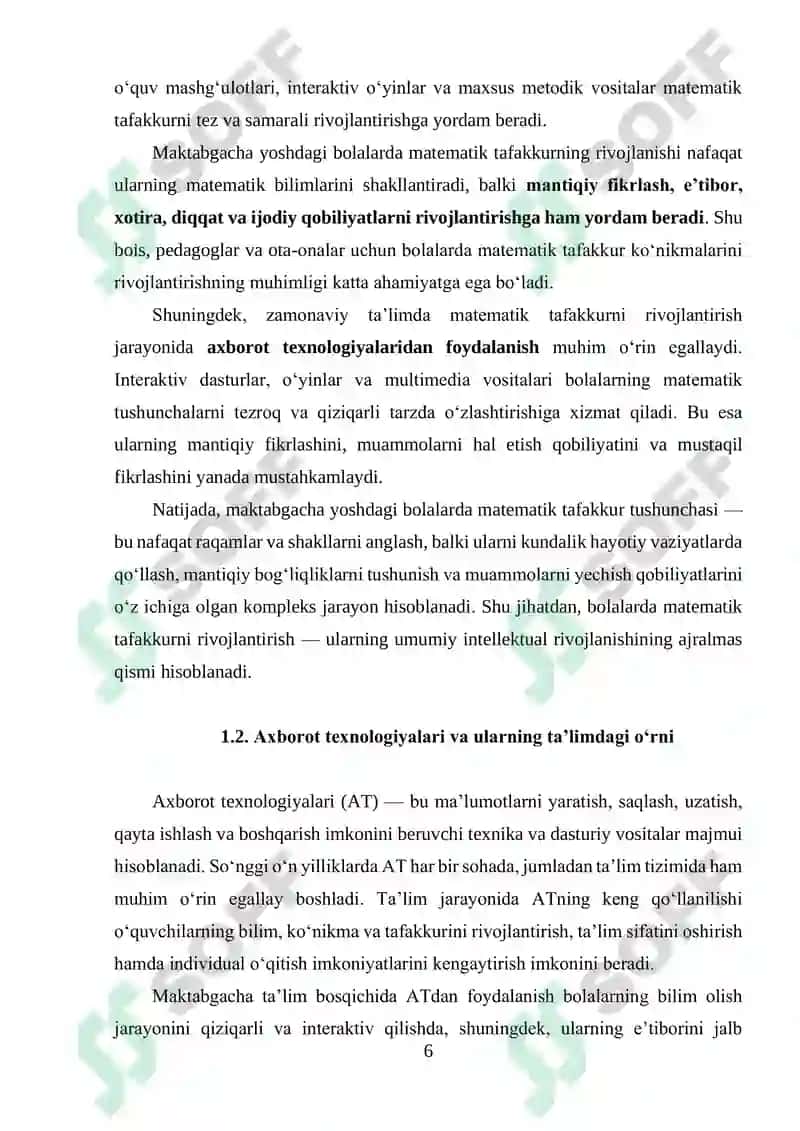 Maktabgacha yoshdagi bolalarning matematik tafakkurini rivojlantirishda axborot texnologiyalaridan foydalanish 6