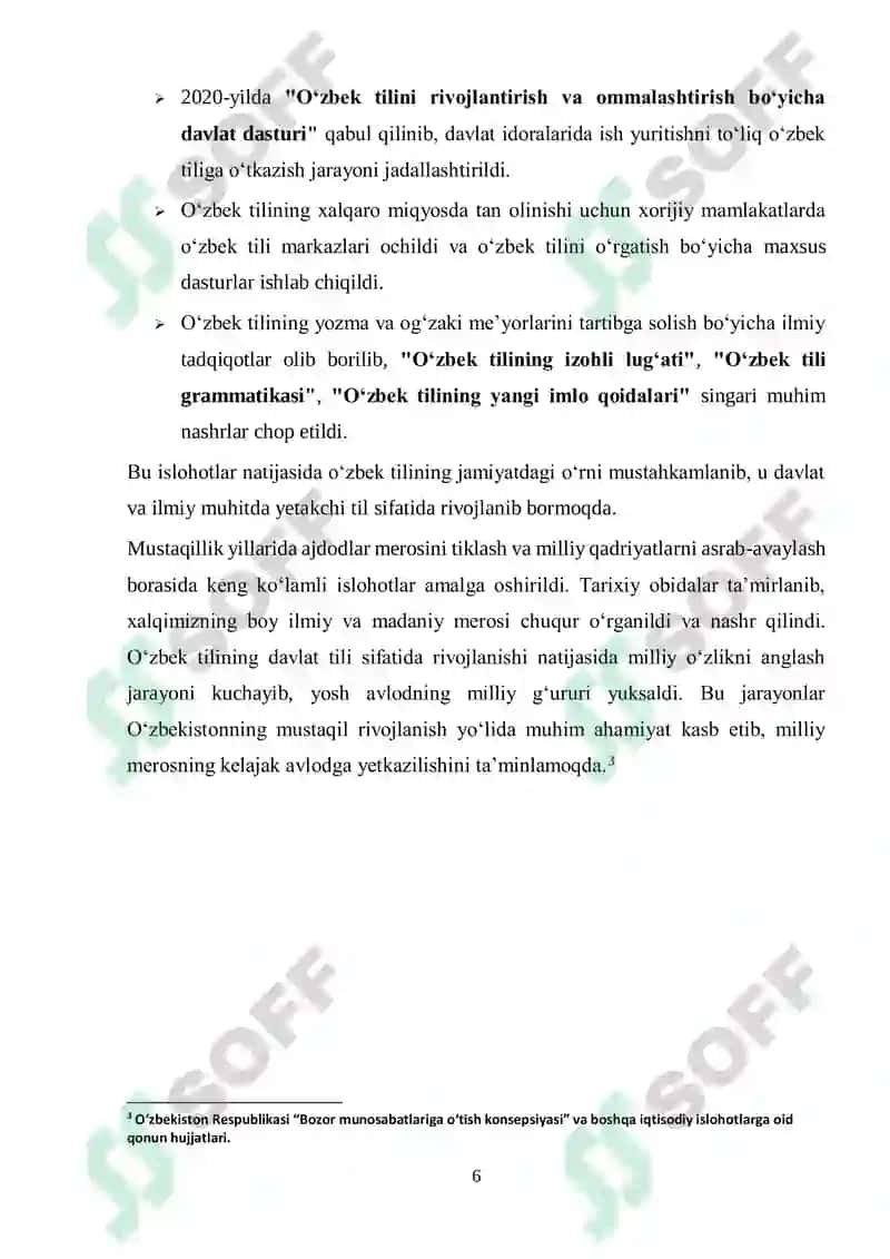Mustaqillik yillarida ajdodlar merosi va milliy qadriyatlarni tiklash borasidagi amalga oshirilgan islohotlar 6