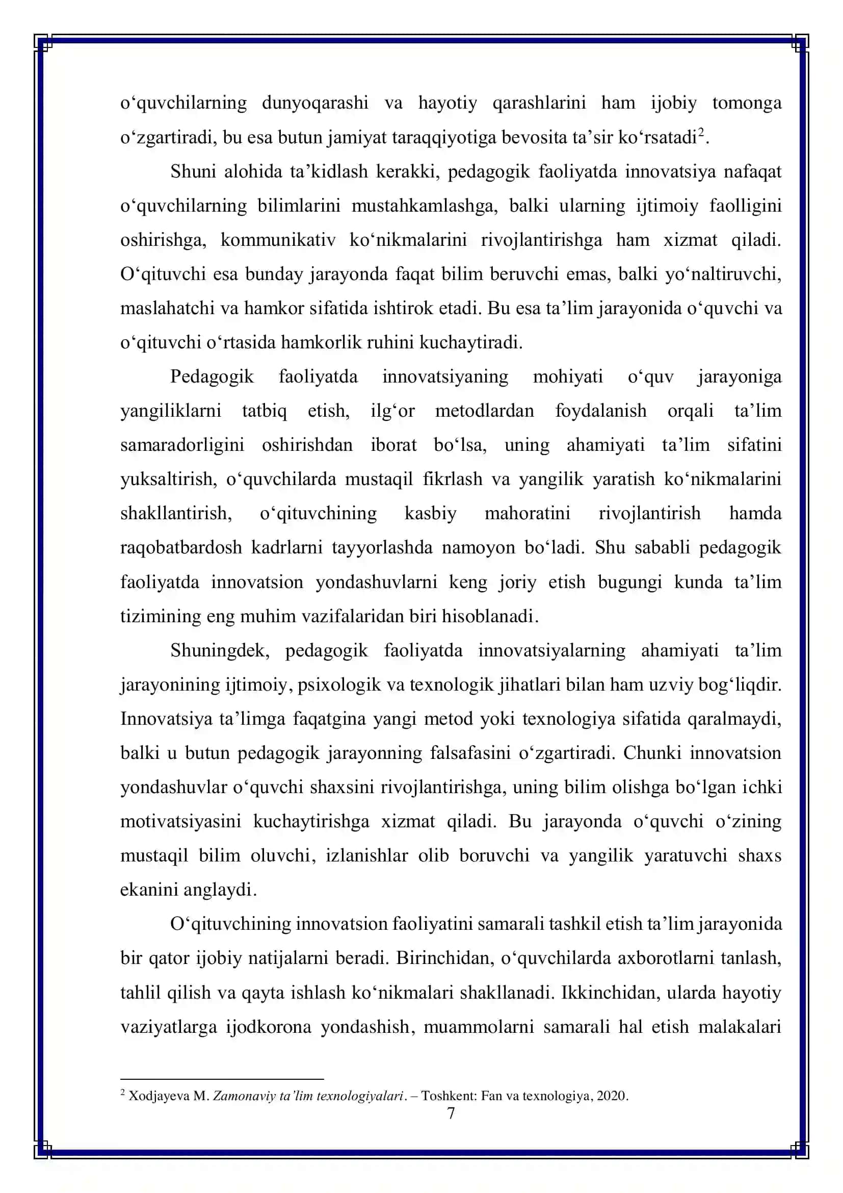 "O'qituvchi innovatsion faoliyatining strukturasi" 7