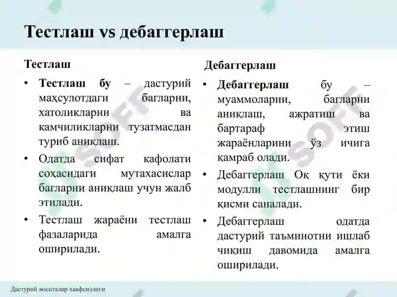 Дастурий воситаларни хавфсизликка тестлаш 7