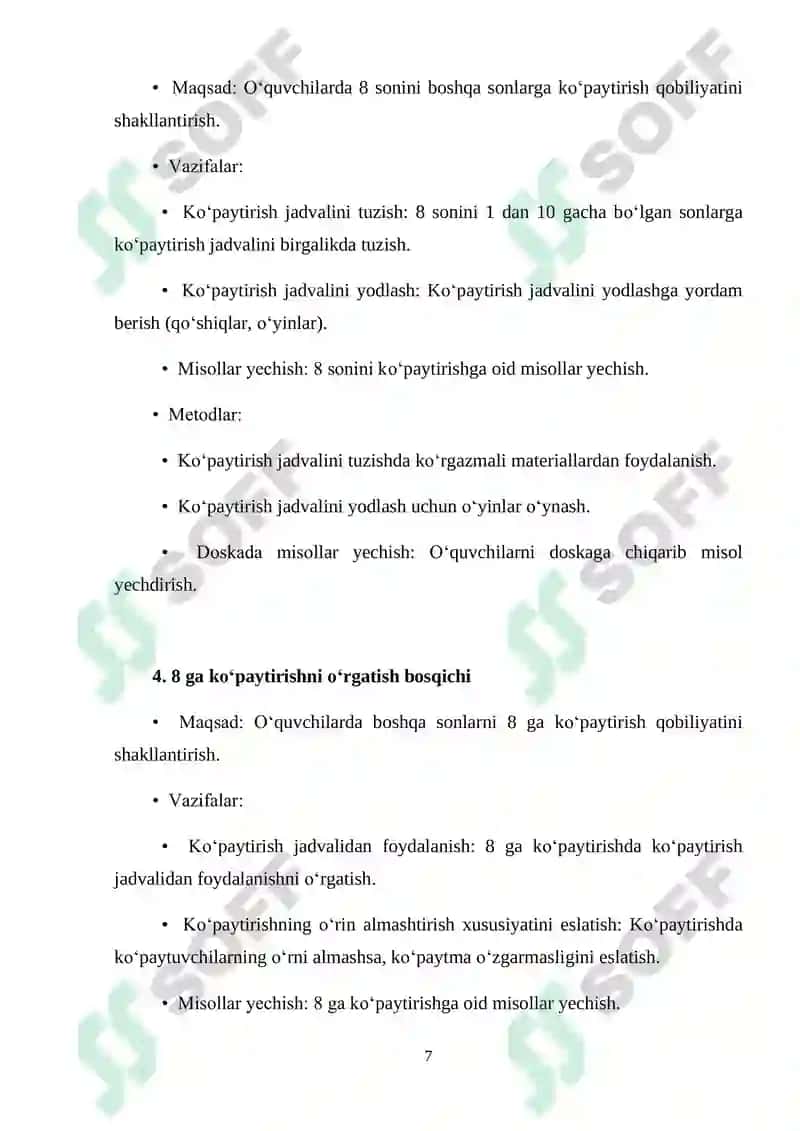 8 SONINI KO‘PAYTIRISH VA 8 GA KO‘PAYTIRISHNI O‘RGATISH METODIKASI 7