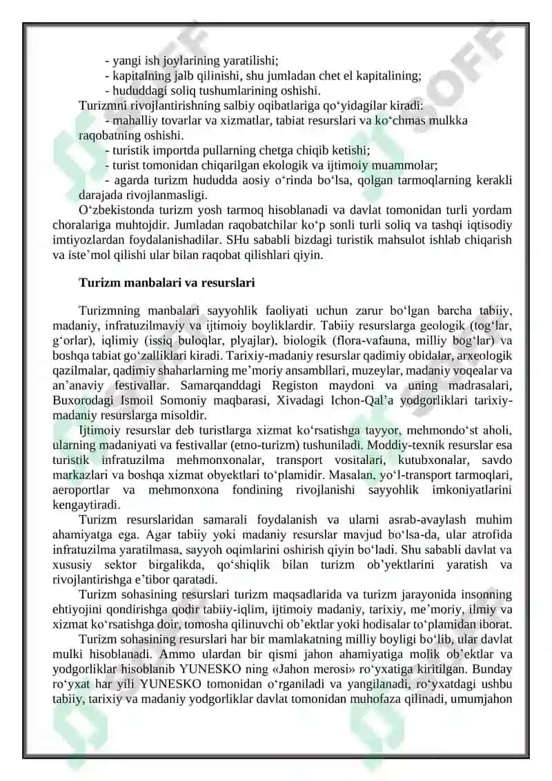 Turizmning shakllanish omillari va manbalari 7