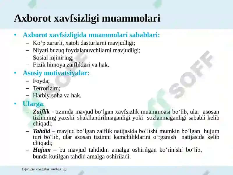 Dasturiy Vositalar Xavfsizligi 7