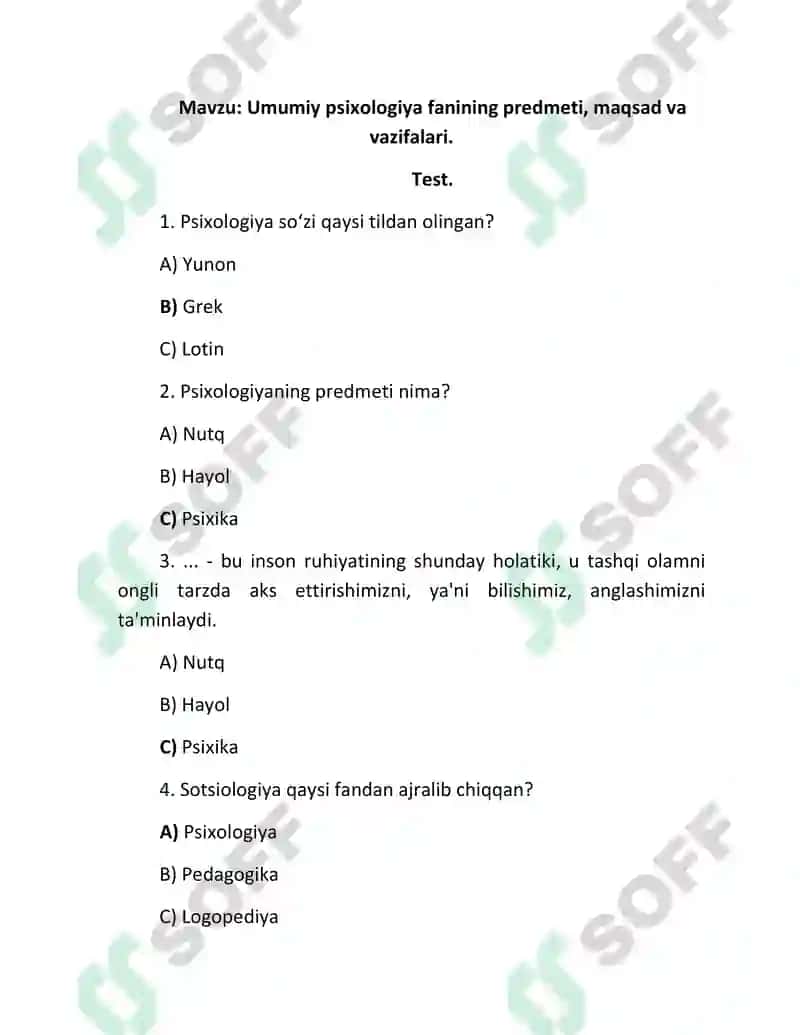 Umumiy psixologiya fanining predmeti, maqsad va vazifalari 7