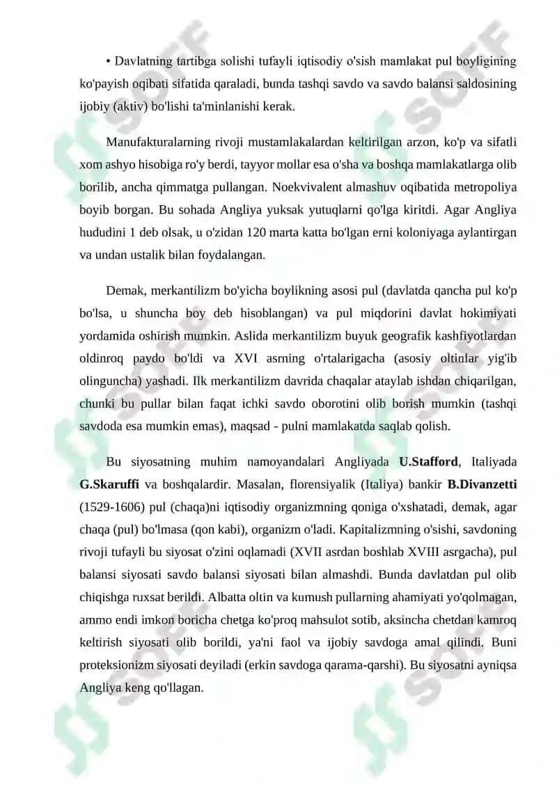 Merkantilizm g'oyasi vujudga kelishining ijtimoiy-iqtisodiy sharoitlari 7