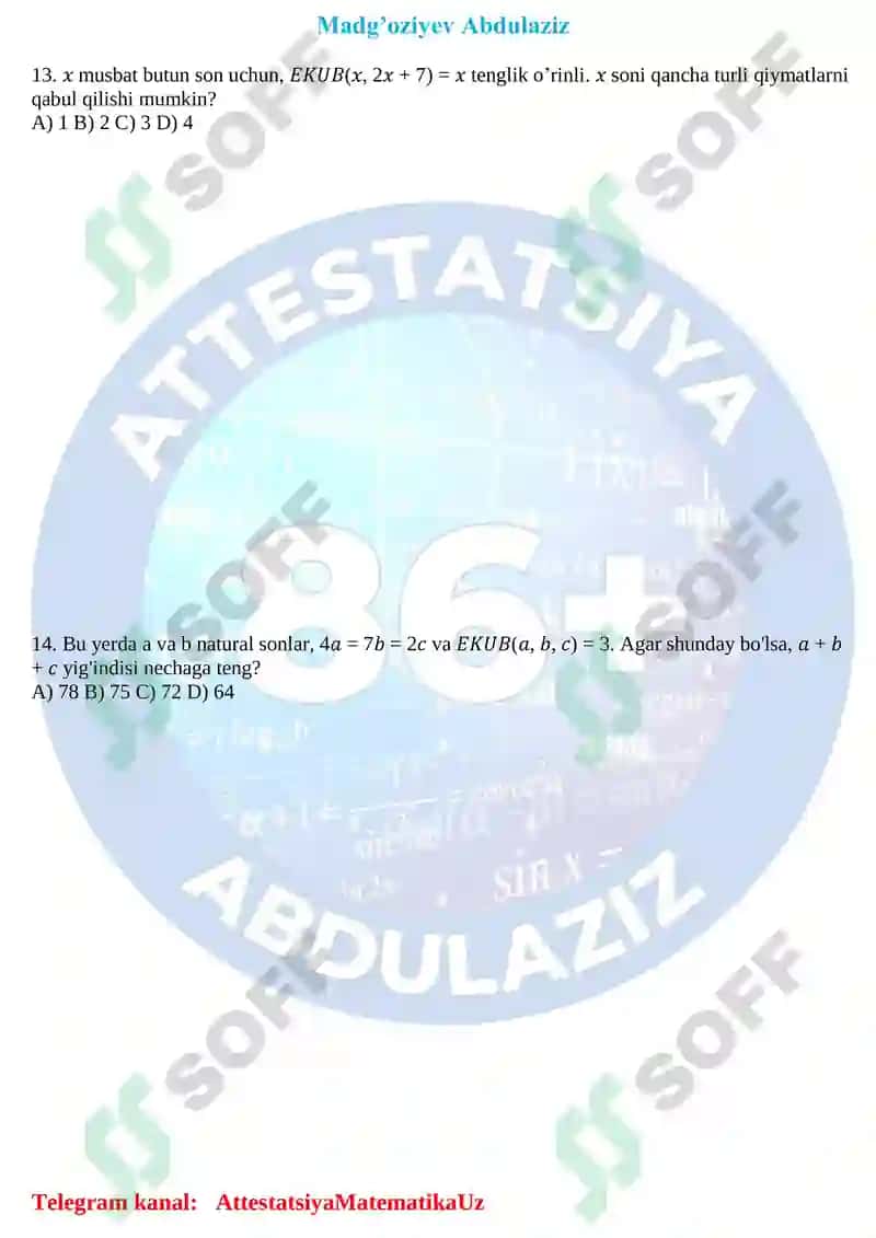 Ekub va Ekuk test 7
