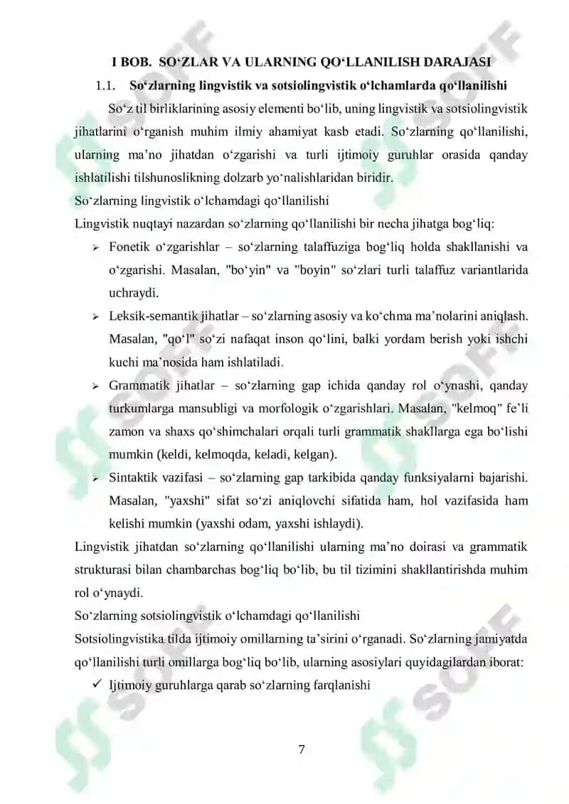 Oʻzbek tilida soʻzlarning qoʻllanilish darajasiga koʻra turlari 7