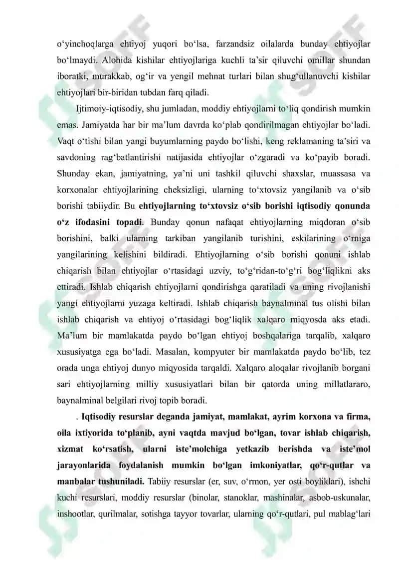 Ijtimoiy-iqtisodiy ehtiyojlar, ularning tarkibi va turkumlanishi 7
