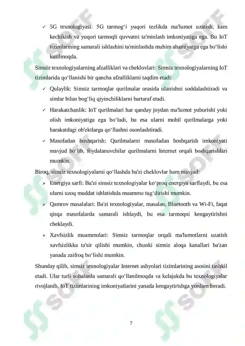 Internet ashyolarida qo‘llaniladigan simsiz texnologiyalari 7