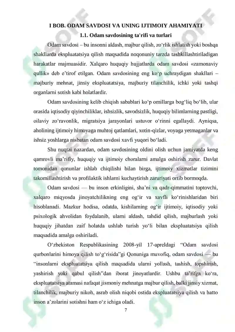 “Odam savdosidan aziyat chekkanlar bilan ijtimoiy ishning xususiyatlari” 7