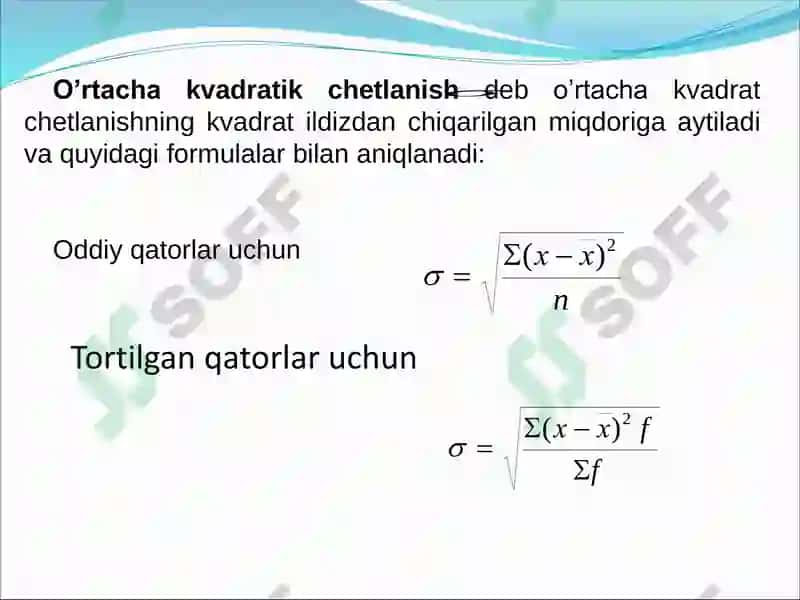 Statistikda Variatsiyani Baholash Usullari va Dispersion Tahlil Asoslari 7
