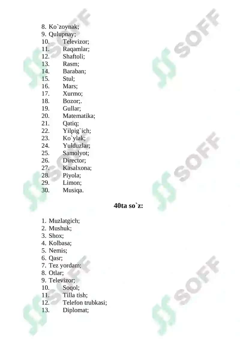 4-darajali Mnemonika mashqlari 7