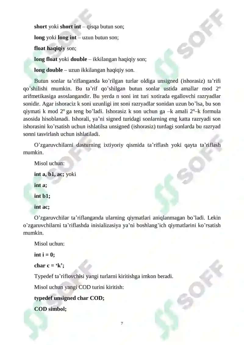 "Kompyuter tizimlarining dasturiy va texnik ta’minoti" 7