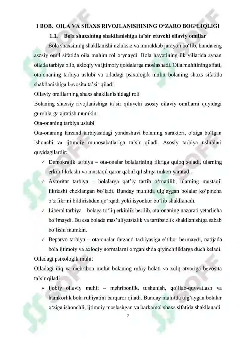 Bolaning shaxs bo‘lib shakllanishida oila ahamiyati 7