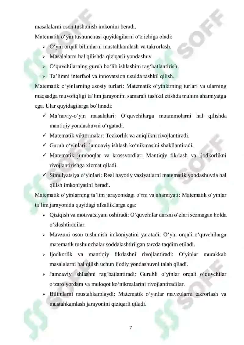 Matematik oʻyin -taʼlim metodi sifatida 7