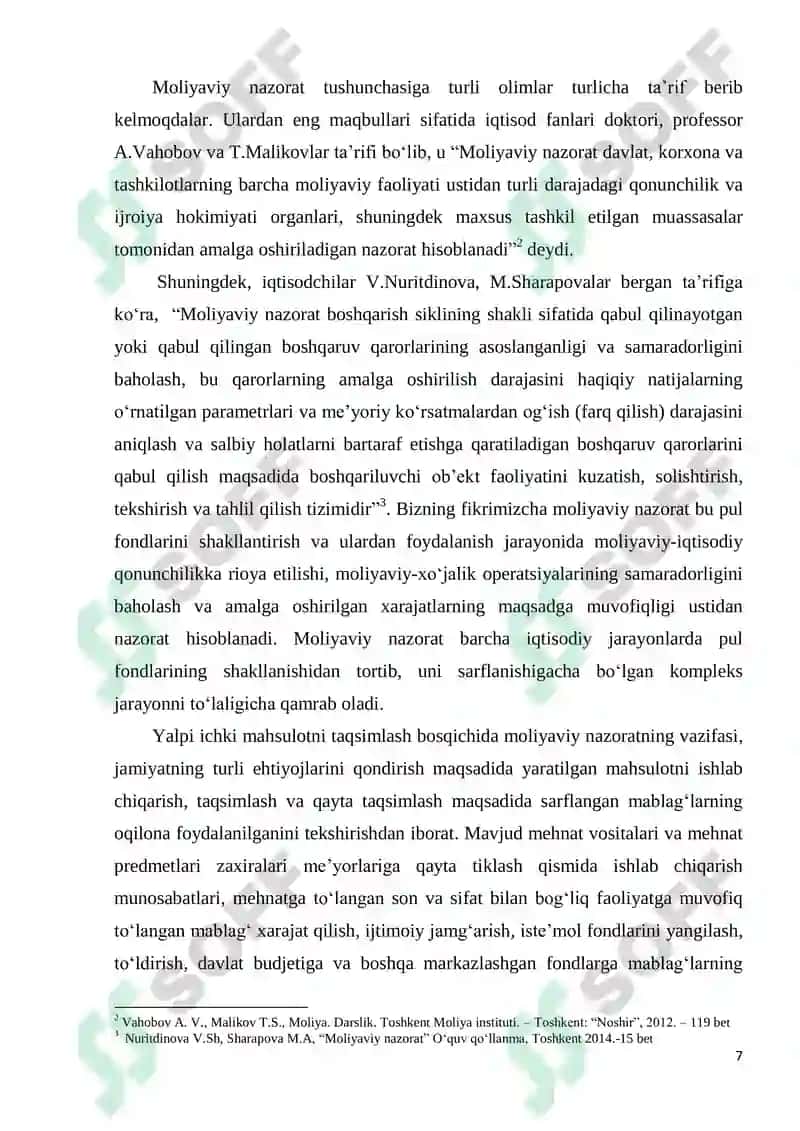 KORXONALAR MOLIYASINI NAZORAT QILISH USULLARI VA ULARNI SAMARALI TASHKIL ETISH YO‘NALISHLARI 7