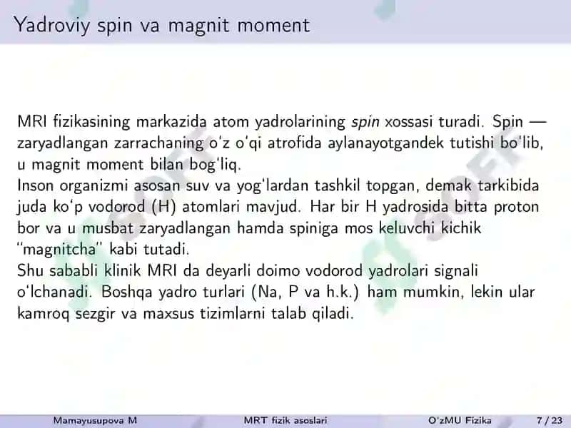 Magnit rezonans tomografiya fizik asoslari 7