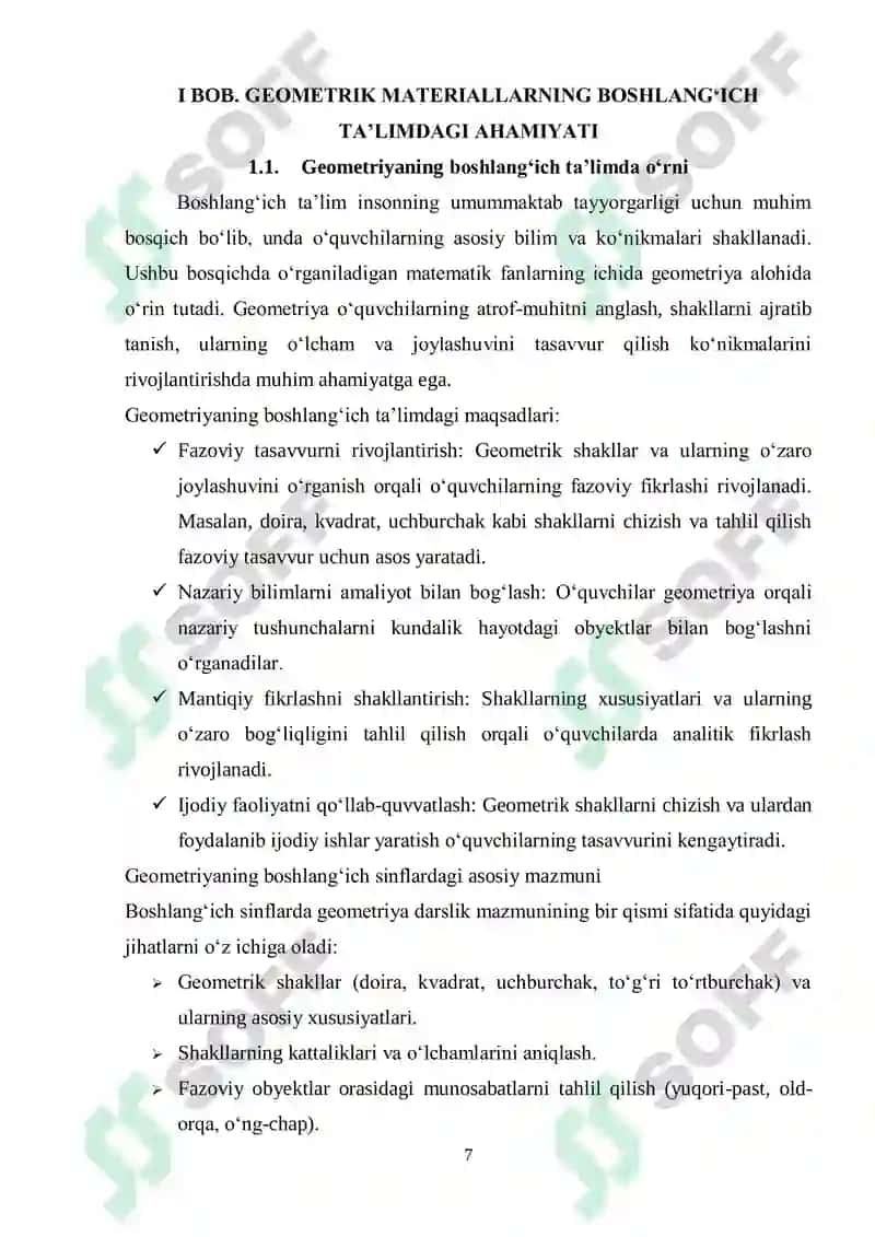 Boshlangʻich sinif matematika kursida gemetrik materialni oʻrganish 7