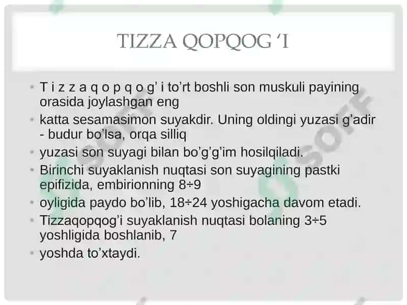 Chanoq kamari va oyoqning erkin suyaklari 7