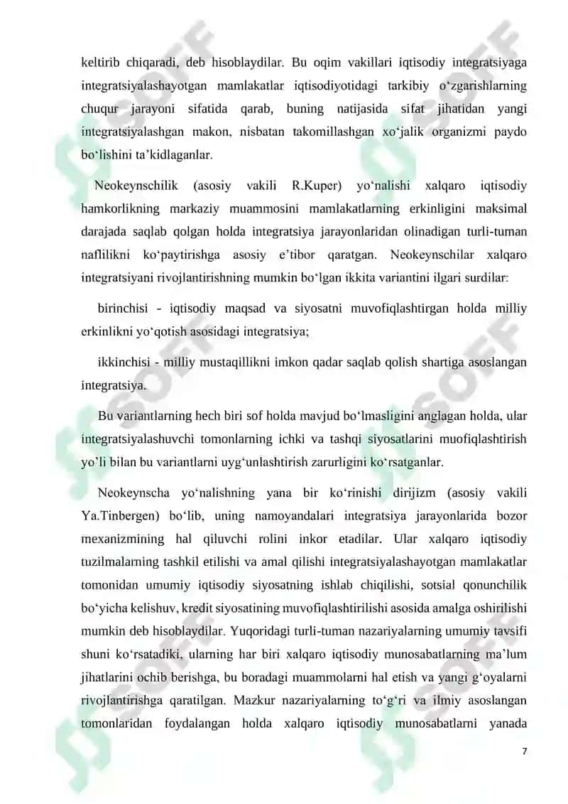 XALQARO IQTISODIY INTEGRATSIYANING MAZMUNI VA SHAKLLARI 7