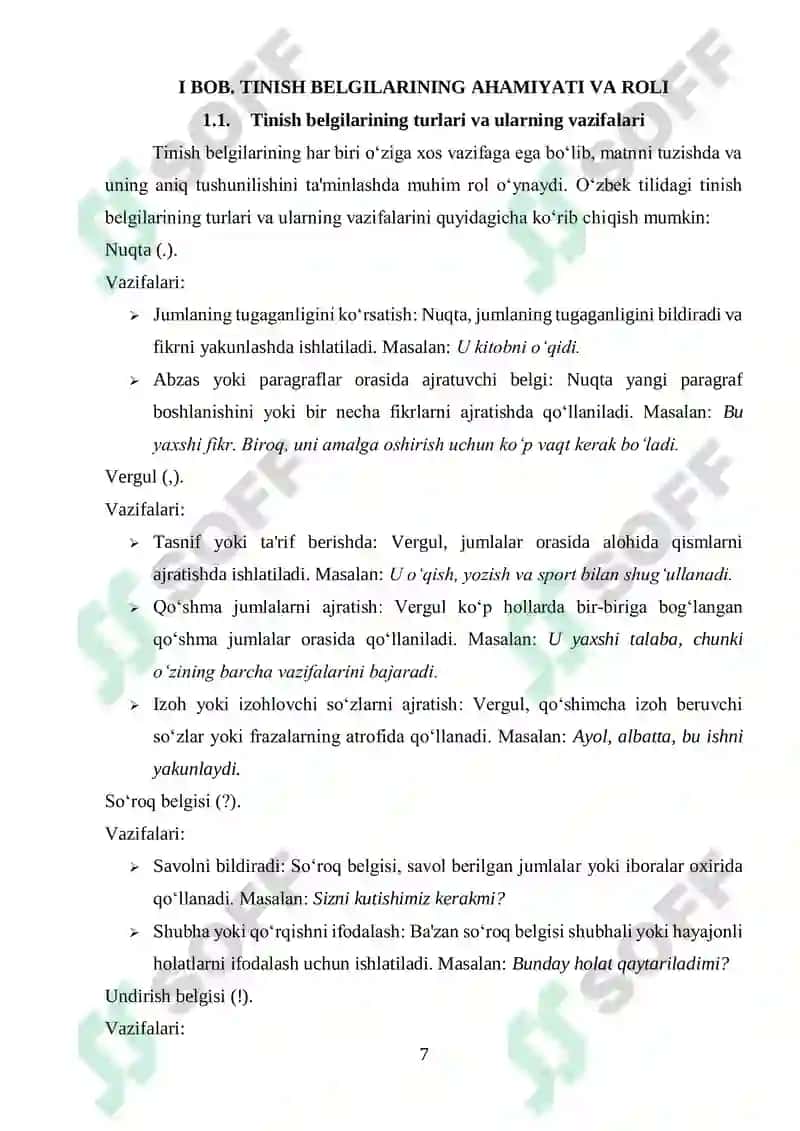 Tinish belgilari va ularning vazifalari 7
