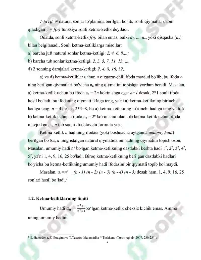 Ketma-ketliklarni geometrik kattaliklarni hisoblashga tatbiqi 7