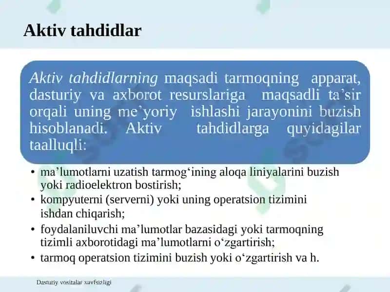Dasturiy vositalar xavfsizligi 7