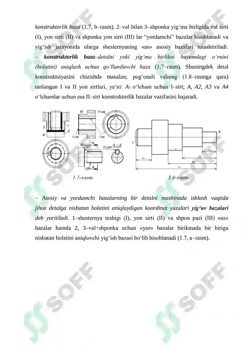 Detalga mexanik ishlov berish uchun texnologik bazalarni tanlash 7