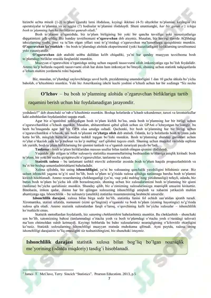 Statistika fanidan o'quv uslubiy majmua 7