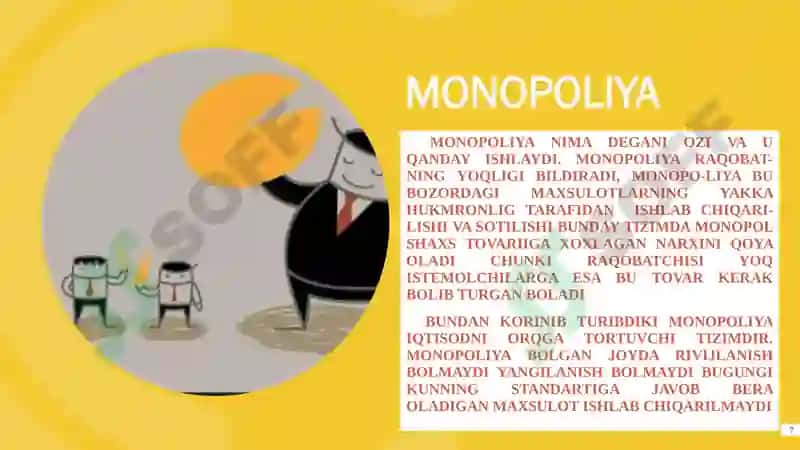 RAQOBAT VA YAKKA HOKIMLIK (MONOPOLIYA) 7