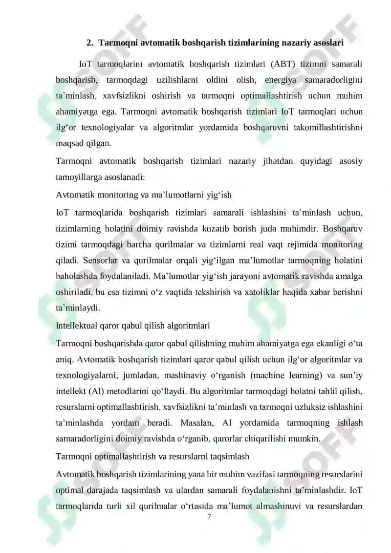 IoT tarmoqlarida tarmoqni avtomatik boshqarish tizimlari 7