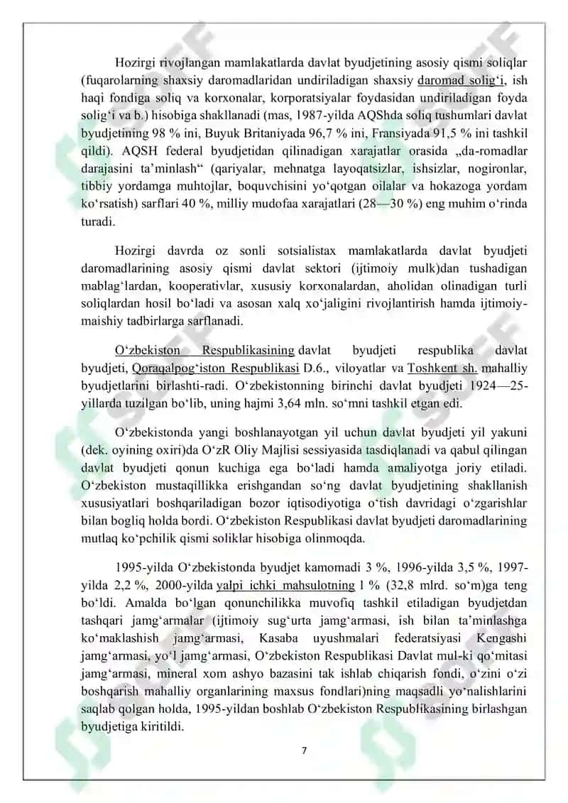 Byudjet jarayoni: bosqichlari,vazifalari,ishtirokchilari va prinsiplari 7