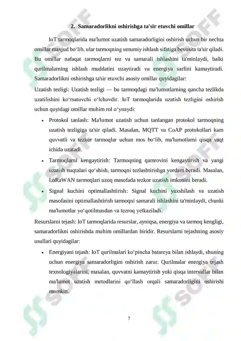 IoT tarmoqlarida ma'lumot uzatishning samaradorligini oshirish 7