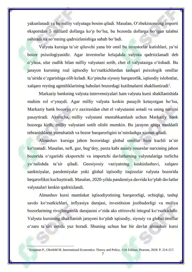 Almashuv kursi siyosatining tashqi savdo faoliyatiga ta’siri 7