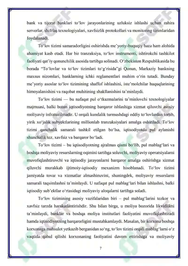 Zamonaviy iqtisodiyotda to‘lov tizimini modellashtirish masalalari 7