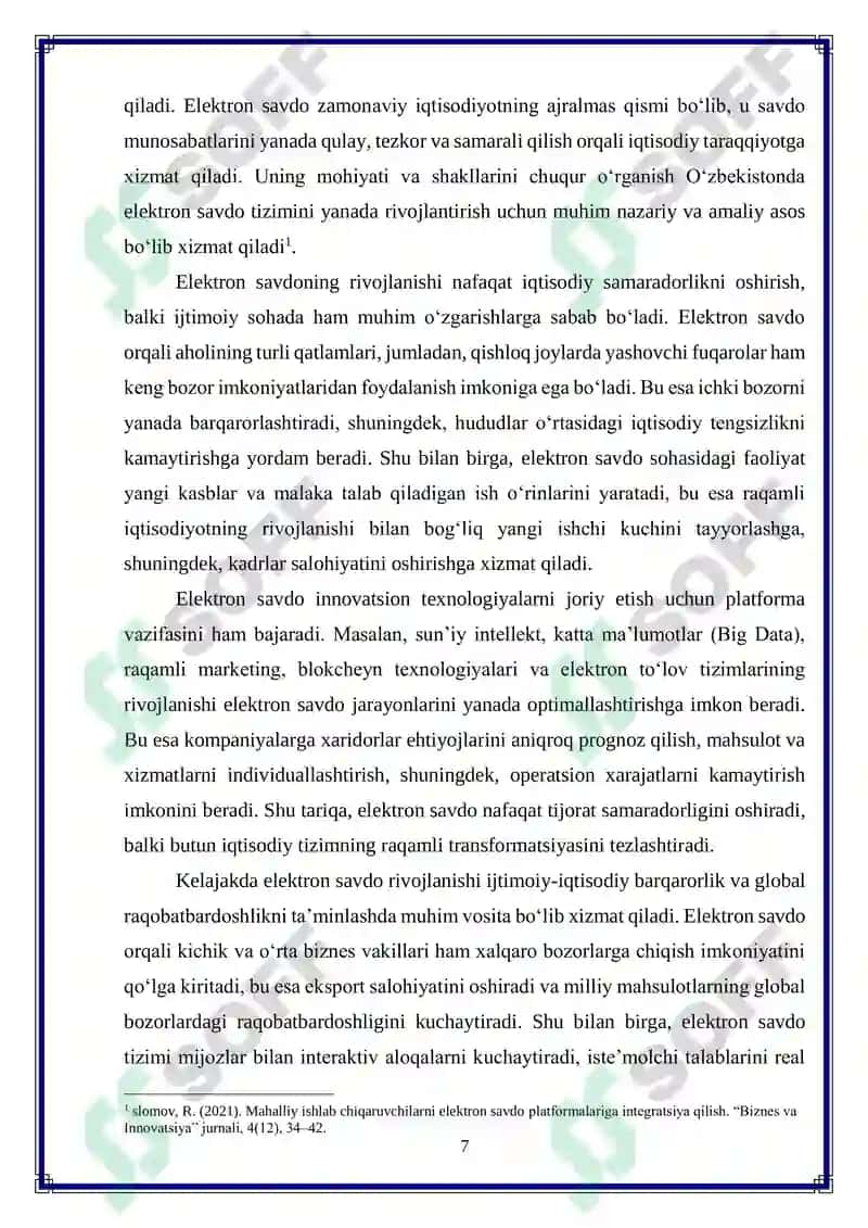 O‘zbekistonda elektron savdo tizimini rivojlantirish muammolari va istiqbollari 7